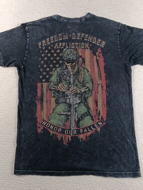 Affliction Shirt Mens Large Black Freedom Defender Honor Our Fallen Military
